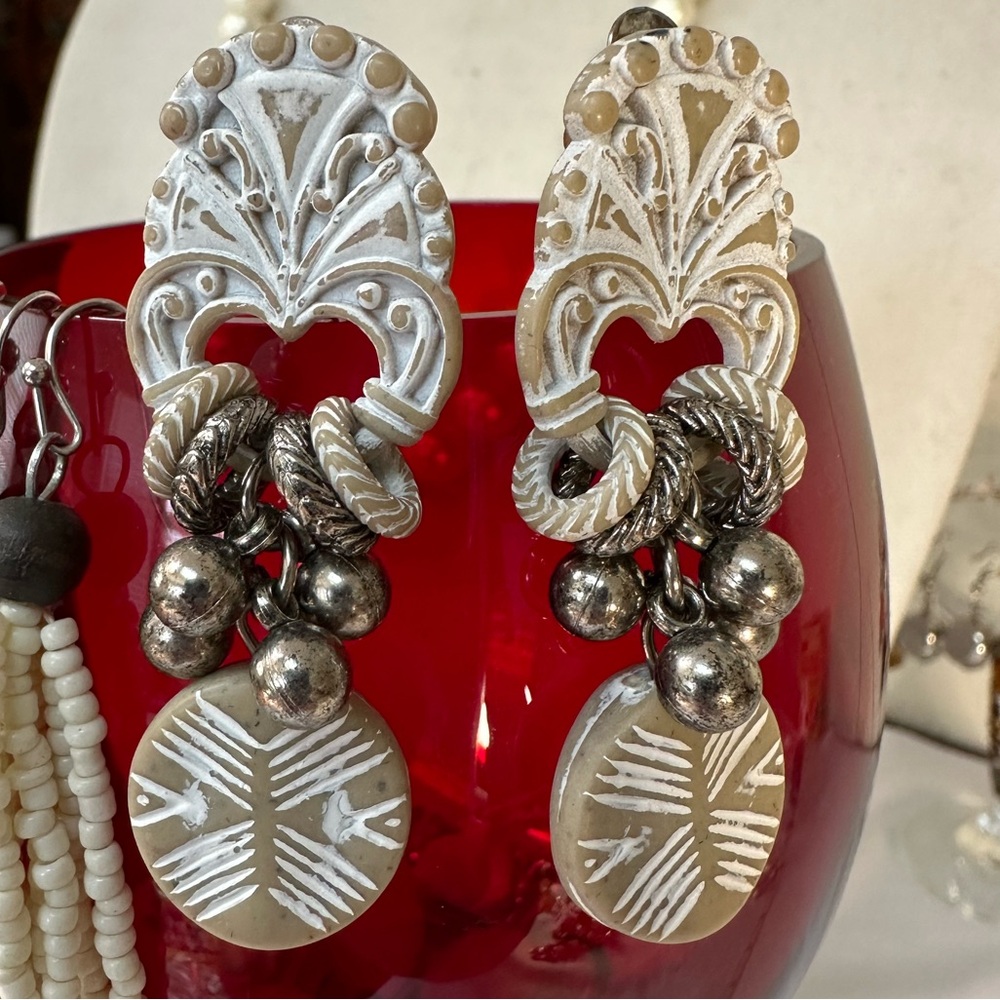 Three pair neutral classic beach vibe earrings
